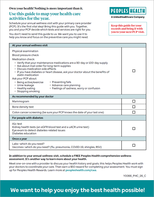 Preventive care checklist