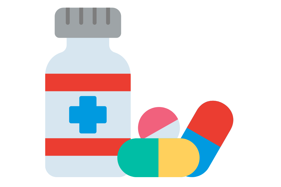 Medication bottle and pills